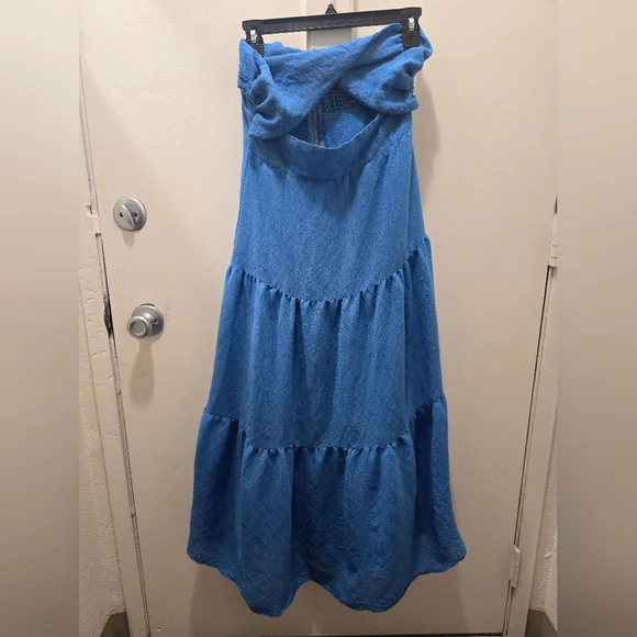 Princess Polly Blue Strapless Tiered Maxi Dress - Picture 2 of 12